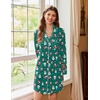 Ekouaer Nightgowns for Women Long Sleeve Night Gown Button Pajama Dress(Green Christmas)