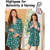 Ekouaer Nightgowns for Women Long Sleeve Night Gown Button Pajama Dress(Green Christmas)