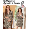 Ekouaer Nightgowns for Women Long Sleeve Night Gown Button Pajama Dress(Leopard)