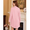 Ekouaer Nightgowns for Women Long Sleeve Night Gown Button Pajama Dress(Light Pink)