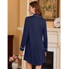 Ekouaer Nightgowns for Women Long Sleeve Night Gown Button Pajama Dress(Navy Blue)