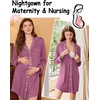 Ekouaer Nightgowns for Women Long Sleeve Night Gown Button Pajama Dress(Purple)