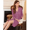 Ekouaer Nightgowns for Women Long Sleeve Night Gown Button Pajama Dress(Purple)