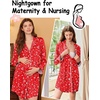 Ekouaer Nightgowns for Women Long Sleeve Night Gown Button Pajama Dress(Red Christmas)
