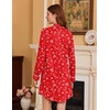 Ekouaer Nightgowns for Women Long Sleeve Night Gown Button Pajama Dress(Red Christmas)