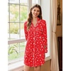 Ekouaer Nightgowns for Women Long Sleeve Night Gown Button Pajama Dress(Red Christmas)