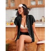 Ekouaer Pajamas for Women Set Button Up Bridal Pjs Ruffle Sleeve(Black)