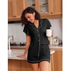 Ekouaer Pajamas for Women Set Button Up Bridal Pjs Ruffle Sleeve(Black)