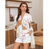 Ekouaer Pajamas for Women Set Button Up Bridal Pjs Ruffle Sleeve(Colorful Bow Tie)