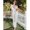 Ekouaer Pajamas for Women Set Button Up Bridal Pjs Ruffle Sleeve(Colorful Bow Tie)
