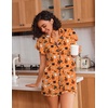 Ekouaer Pajamas for Women Set Button Up Bridal Pjs Ruffle Sleeve(Halloween Orange)