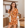 Ekouaer Pajamas for Women Set Button Up Bridal Pjs Ruffle Sleeve(Halloween Orange)