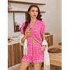 Ekouaer Pajamas for Women Set Button Up Bridal Pjs Ruffle Sleeve(Hot Pink Cheetah)