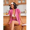 Ekouaer Pajamas for Women Set Button Up Bridal Pjs Ruffle Sleeve(Hot Pink Cheetah)