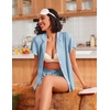 Ekouaer Pajamas for Women Set Button Up Bridal Pjs Ruffle Sleeve(Light Blue)