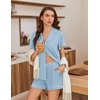 Ekouaer Pajamas for Women Set Button Up Bridal Pjs Ruffle Sleeve(Light Blue)