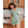 Ekouaer Pajamas for Women Set Button Up Bridal Pjs Ruffle Sleeve(Light Green)