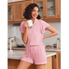 Ekouaer Pajamas for Women Set Button Up Bridal Pjs Ruffle Sleeve(Light Pink)