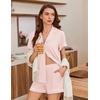 Ekouaer Pajamas for Women Set Button Up Bridal Pjs Ruffle Sleeve(Pastel Pink)