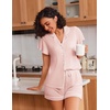 Ekouaer Pajamas for Women Set Button Up Bridal Pjs Ruffle Sleeve(Pastel Pink)