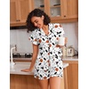 Ekouaer Pajamas for Women Set Button Up Bridal Pjs Ruffle Sleeve(Pumpkin Ghost)
