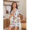 Ekouaer Pajamas for Women Set Button Up Bridal Pjs Ruffle Sleeve(Pumpkin Ghost)