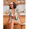 Ekouaer Pajamas for Women Set Button Up Bridal Pjs Ruffle Sleeve(Tropical Print)
