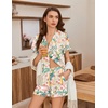 Ekouaer Pajamas for Women Set Button Up Bridal Pjs Ruffle Sleeve(Tropical Print)