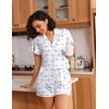 Ekouaer Pajamas for Women Set Button Up Bridal Pjs Ruffle Sleeve(Wedding Hydrangeas)