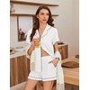 Ekouaer Pajamas for Women Set Button Up Bridal Pjs Ruffle Sleeve(White)