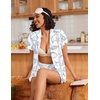 Ekouaer Pajamas for Women Set Button Up Bridal Pjs Ruffle Sleeve(White Sea Shell)