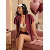 Ekouaer Pajamas for Women Set Button Up Bridal Pjs Ruffle Sleeve(Wine Red)