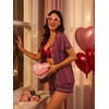 Ekouaer Pajamas for Women Set Button Up Bridal Pjs Ruffle Sleeve(Wine Red)