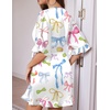 Ekouaer Silk Robes for Women Short Lightweight Bathrobe Satin Kimono Robes(Bow Colorful)