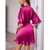 Ekouaer Silk Robes for Women Short Lightweight Bathrobe Satin Kimono Robes(Hot Pink)