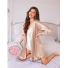 Ekouaer Silk Robes for Women Short Lightweight Bathrobe Satin Kimono Robes(Khaki)