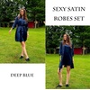 Ekouaer Sleepwear Women’s Satin Nightgown with Robes Set 2 Piece(Deep Blue)