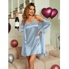 Ekouaer Sleepwear Women’s Satin Nightgown with Robes Set 2 Piece(Light Blue)
