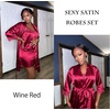 Ekouaer Sleepwear Women’s Satin Nightgown with Robes Set 2 Piece(Wine Red)