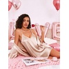 Ekouaer Women Silk Robe Set V Neck 2 Piece Bridal Robe Satin Bathrobe Set(Champagne)