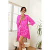 Ekouaer Women Silk Robe Set V Neck 2 Piece Bridal Robe Satin Bathrobe Set(Hot Pink Leopard)