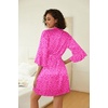 Ekouaer Women Silk Robe Set V Neck 2 Piece Bridal Robe Satin Bathrobe Set(Hot Pink Leopard)
