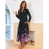 Ekouaer Women Zipper Robe Long Sleeve Housecoat Soft Nightgown with Pockets(Black Sakura)