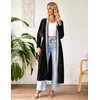 Ekouaer Women Zipper Robe Long Sleeve Housecoat Soft Nightgown with Pockets(Black With Grey)
