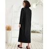 Ekouaer Women Zipper Robe Long Sleeve Housecoat Soft Nightgown with Pockets(Black With Grey)