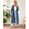 Ekouaer Women Zipper Robe Long Sleeve Housecoat Soft Nightgown with Pockets(Blue)