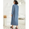 Ekouaer Women Zipper Robe Long Sleeve Housecoat Soft Nightgown with Pockets(Blue)