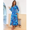 Ekouaer Women Zipper Robe Long Sleeve Housecoat Soft Nightgown with Pockets(Blue Floral)