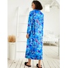Ekouaer Women Zipper Robe Long Sleeve Housecoat Soft Nightgown with Pockets(Blue Floral)