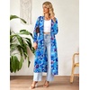 Ekouaer Women Zipper Robe Long Sleeve Housecoat Soft Nightgown with Pockets(Blue Floral)